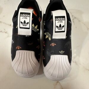Adidas Kids Slip-On Shoes - Black and White (worn once) - size 12